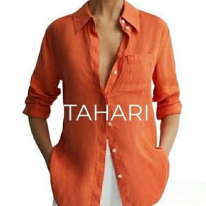 ● TAHARI | 100% Linen tunic blouse 1x